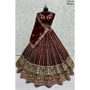 Collections de velours de vêtements de mariée indiens pour la mariée avec le travail de Zarkhan par Fabzone - Product Image 2