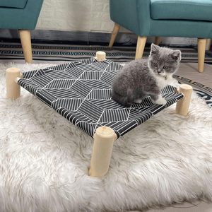 Wooden Elevated Indoor Outdoor <b>Bed</b>, Raised Cat Cots Furniture Pet <b>Bed</b> Puppy <b>Bed</b> Portable Breathable cat <b>bed</b> for <b>small</b> animals - Product Image 5