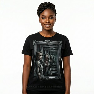 T-shirt graphique personnalisé Labyrinthe Sombre, motif Forêt Sinistre, Fille, Squelette, Lune, style Gothique Vintage Streetwear, Hauts de Qualité Supérieure - Product Image 6