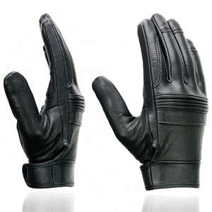 Samroz Sports Men's Perforated Leather Full Finger Motorcycle Hand <b>Gloves</b> W/Breathable ‘Open Knuckle - Product Image 3
