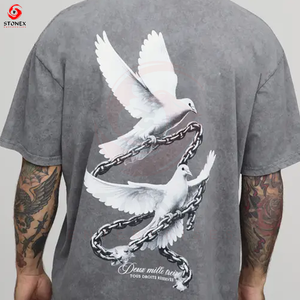 เสื้อยืดผู้ชายสไตล์สโตนวอชและแอซิดวอช ผ้าฝ้ายนุ่ม ทรงหลวม พิมพ์ลายลำลอง สตรีทแวร์แนวอเมริกัน ไอเทมสำคัญสำหรับฤดูร้อน สีสันปรับแต่งได้ - Product Image 5