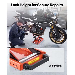 Sollevatore a Forbice per Moto da 1500 Libbre, Altezza 4.13-13.77 Pollici, Cavalletto a Manovella con Piattaforma Larga e Perno di Bloccaggio per Moto e Rampe - Product Image 5