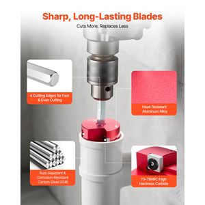 9-Piece PVC Pipe <b>Reamer</b> Kit with Carbide Includes 1/2" 3/4" 1" 1 1/4" 1 1/2" 2" 2 1/2" 3" 4" Fitting Sockets Stand-Friendly - Product Image 4