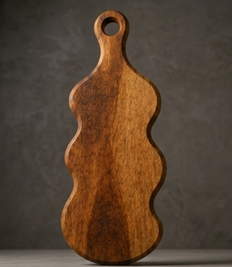Mango Wood Chopping <b>Board</b> with Wave Contour <b>Paddle</b> Wooden Cutting <b>Board</b> Charcuterie Platter Serving Tray - Product Image 3