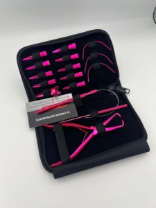 AL-FARDAN INSTRUMENTS Kit d'outils professionnels pour extensions de cheveux, prix de gros, couleur rose métallique, pinces, crochets, clips - Product Image 3