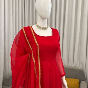 Vestido Anarkali de Seda Tibby Premium con Pantalón y Dupatta de Encaje Elegante, Conjunto de Traje Étnico de Diseñador para Fiestas, Venta al Por Mayor Directo de Fábrica - Product Image 4