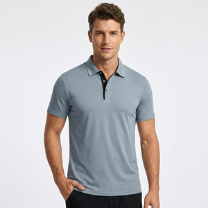 Polo de Manga Corta para Hombre, Color Sólido, con Ribete en Contraste, Corte Regular, Ropa Casual, Tejido de Punto 100% Poliéster - Product Image 2