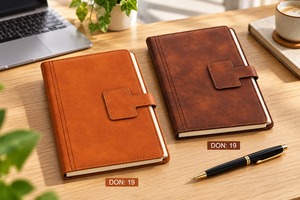 Agenda en cuir PU avec fermeture à sangle pour le bureau, les réunions d'affaires, l'écriture de notes et coffret cadeau personnalisé - Product Image 2