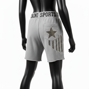 Short de basket-ball pour femme en molleton de coton et polyester de haute qualité 260 GSM, gris, confortable, respirant, avec logo personnalisé. - Product Image 6