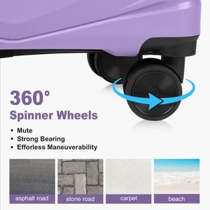 FCH V-Shape Stripes 3-in-1 PP Iron Trolley Case 20in 24in 28in Stylish Taro Purple (Grain Pattern) Luggage Set - Product Image 5