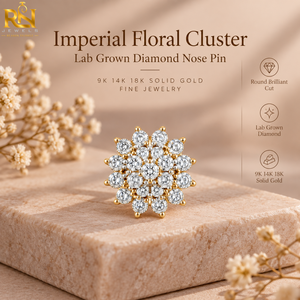 Imperial Luxury Floral Cluster Lab Grown Diamond <b>Nose</b> Pin Brilliant <b>Stud</b> <b>Silver</b> Fine Jewelry | Custom Wedding Engagement Design - Product Image 5