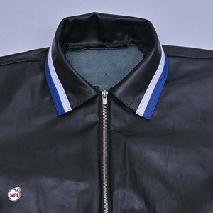 Wholesale Men's Genuine Leather Bomber <b>Jacket</b> Heated Moto <b>Biker</b> Style Turn-down Collar Zipper Front Color Blocking Winter - Product Image 5
