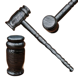 Marteau en acier de Damas forgé à la main, marteau décoratif en acier, artisanat traditionnel, tête en métal à motifs, manche en bois - Product Image 1