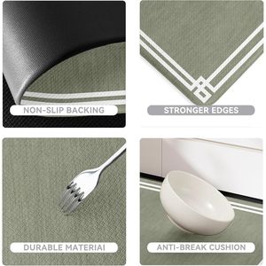Set di 2 Tappeti da Cucina Verde Salvia Stile Retrò Elegante, Antifatica, Impermeabili, Antiscivolo, Resistenti - Product Image 4