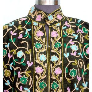 Veste matelassée tendance automne-hiver pour femme, faite main en coton cotrise brodé, à manches longues, respirante et à design ouvert - Product Image 3