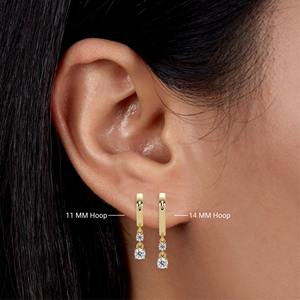 Boucles d'oreilles minimalistes en or 14 carats avec diamants de laboratoire ronds, pendantes, 0,70 carat, serties à griffes, double pendentif, bijoux fins pour femme, à porter au quotidien - Product Image 6