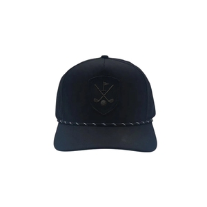 Gorra de Golf Transpirable e Impermeable de Fabricante Confiable, con Perforaciones Láser, Estructurada, de 6 Paneles, Cierre a Presión, Bordado Negro Completo - Product Image 1