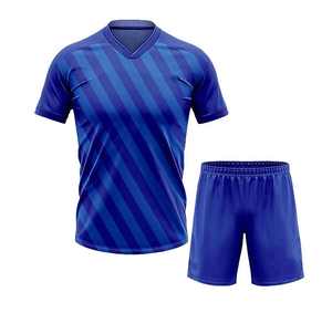 Maillot de football pour homme à rayures bleues, col en V, manches courtes, respirant, ajusté, en polyester, vêtements de sport pour adultes 2027 - Product Image 5