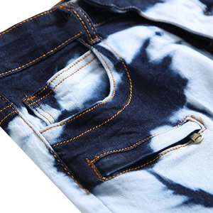 Jeans de mezclilla para hombre, estilo hip hop, corte recto, tiro medio, impermeables, transpirables, ecológicos, de tela gruesa, lavado efecto nieve, elásticos, de secado rápido - Product Image 5