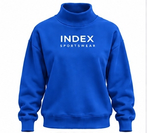 Sweat-shirt à col roulé bleu Index Sportswear, manches longues, en polaire, décontracté, pour l'automne, taille normale pour adulte - Product Image 1