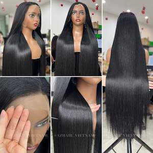 Vente à chaud perruque de cheveux humains vierges vietnamiens de haute qualité avec devant en dentelle perruque droite complète sans colle - Product Image 3