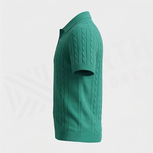 เสื้อโปโลแขนสั้นถักนิตติ้งสำหรับผู้ชาย เสื้อยืดคอปกทรงเข้ารูปยืดหยุ่นสำหรับออกกำลังกายในฤดูร้อน สีและโลโก้สามารถปรับแต่งได้ - Product Image 3
