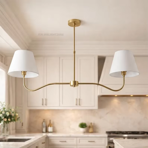 Elegant <b>Modern</b> Mid Century Brass <b>LED</b> Chandelier Multi Adjustable Height Pendant <b>Ceiling</b> Mount Fixture for Dining Room Kitchen - Product Image 4