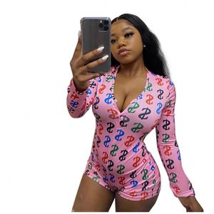 Mono rosa de manga larga con cuello en V y estampado colorido para mujer, cintura alta, ajuste ceñido, ropa de club, primavera y verano - Product Image 5