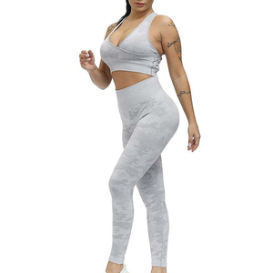 Conjunto Deportivo de 2 Piezas de Spandex/Nylon Más Vendido, Cintura Alta con Cierre de Encaje, Conjuntos de Yoga para Niñas y Adultas, Ropa Deportiva Activa para Gimnasio y Fitness - Product Image 2