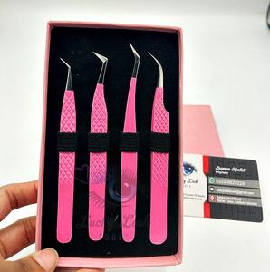 Pincettes d'extension de cils professionnelles en acier inoxydable avec logo personnalisé, pointes incurvées à 45 degrés et à 90 degrés, argent durable - Product Image 2