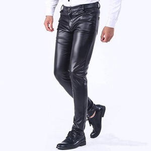Customize Fashionable <b>Men's</b> Leather <b>Pants</b> Slim Fit Comfortable Casual Waterproof Autumn Zipper Fly Midweight Pockets - Product Image 4
