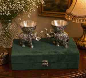 Traditional Indian Silvery <b>Elephant</b> Bowl Embossed Aluminum Handmade Modern <b>Decorative</b> Serving Dish Diwali Birthday Ramadan - Product Image 1