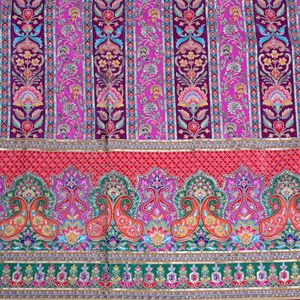 ผ้าถักลายเพสลีย์สีชมพูอมม่วงและสีเขียวมรกตปักเลื่อมสำหรับเสื้อผ้าเด็กผู้หญิง - Product Image 5