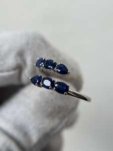 Anillo de Zafiro Elegante, Zafiro Natural, Anillo de Compromiso y Boda, Estilo Art Deco Clásico, Anillo de Zafiro Azul para Mujer, Joyería - Product Image 2