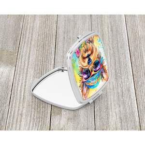Yorkshire Terrier Hippie Dawg Compact Pliant Miroir De Maquillage De Poche Cadeau De Voyage Décoratif pour Femmes et Filles Taille De Poche - Product Image 2
