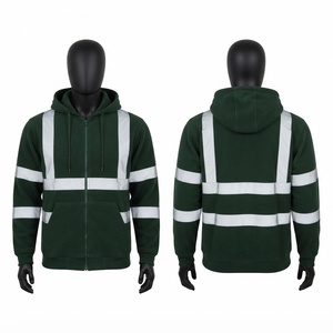 เสื้อฮู้ดดี้ผ้าฟลีซคอตตอน 100% พรีเมียม 330 GSM สำหรับฤดูใบไม้ร่วง พร้อมแถบสะท้อนแสง ปักโลโก้ได้ตามต้องการ สีดำ แบบสวมหัว มีซิป เหมาะสำหรับงานอุตสาหกรรม - Product Image 1