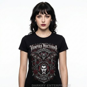Camiseta de Mujer 'Vampire Queen', Estilo Gótico Real, Camiseta Negra para Damas, Estilo Vintage 'Dark Empress', Fabricante Personalizado, Venta al Por Mayor, Tops de Boutique - Product Image 3