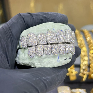 Grillz dentaire pour homme style Hip-hop, en strass de cristal taille brillant rond, sertissage en canal, pour usage quotidien, bijoux corporels - Product Image 3