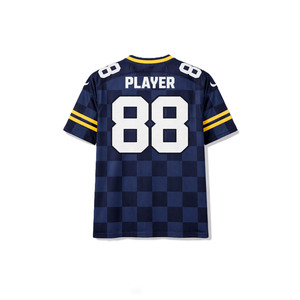 Maillot de football américain bleu nuit à carreaux, personnalisé, respirant, en polyester, pour équipe, tenue sportive tendance - Product Image 6