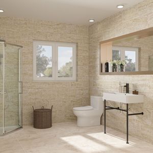 Lavabo de Baño de 31.5 Pulgadas con Consola, Lavabo de Cerámica Blanco con Rebosadero y Patas Negras - Product Image 6