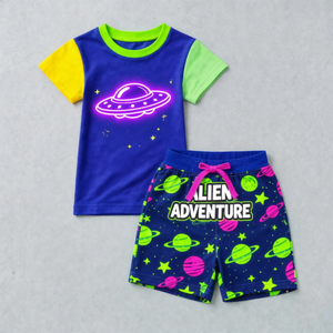 Conjunto de Ropa para Niños, Camiseta y Pantalones Cortos de Algodón, Ajuste Cómodo, Ligero, Ropa de Verano, Talla Personalizada - Product Image 4