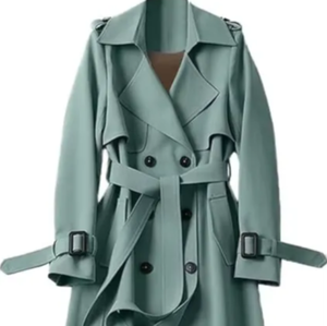 Women's Vintage Long <b>Bomber</b> <b>Jacket</b> Double Breasted Turn-Down Collar Waterproof Windproof Autumn Outerwear - Product Image 1
