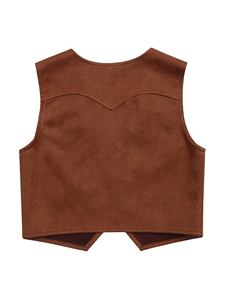 Chaleco de Gamuza Marrón para Hombre con Flecos, Cuello en V, Ropa Casual de Otoño - Product Image 6