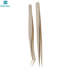 High Quality Product Lash Tweezers Set Of 2 Pcs Comfort Grip Stainless Steel Fiber Tip Lash Tweezers For Eyelash Extensions - Product Image 2