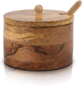 Wood Sugar Pot Multi-Purpose <b>Storage</b> <b>Container</b> With Lid Wooden Round Sugar Pot With Lid Matte Finish - Product Image 1