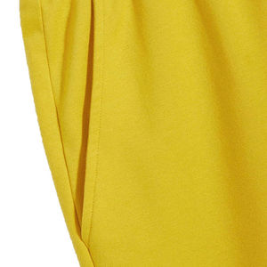Men's Solid Yellow Cotton Bermuda Shorts With Drawstring Waist Casual Style Mid Rise Pockets Breathable <b>Knitted</b> Fabric - Product Image 6