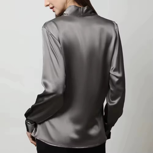 Blusa Básica de Satén de Seda para Mujer, Top de Punto de Manga Larga para Oficina, Camisa de Talla Grande para Dama - Product Image 2