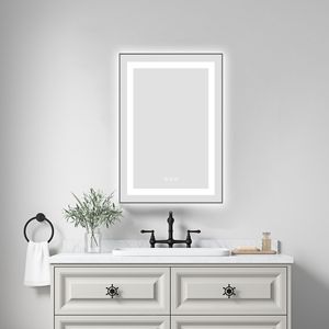 Specchio LED da Bagno 20 X 30 Pollici con Illuminazione Frontale e Posteriore, Montaggio a Parete, Cornice in Alluminio, Antiappannamento, Memoria 3 - Product Image 1
