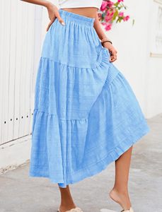 Women Summer <b>Maxi</b> <b>Skirt</b> Elegant Tiered Layered A Line Flowy Long <b>Skirt</b> <b>with</b> <b>Pockets</b> Bulk Supplier - Product Image 6