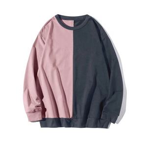 Vente en gros de sweatshirts à col ras du cou de qualité luxueuse pour hommes, broderie personnalisée, sweatshirts à capuche bicolores à la mode, grande taille, automne élégant - Product Image 3